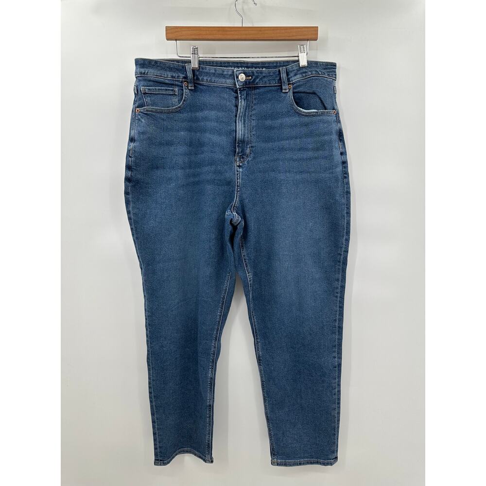 American Eagle Stretch Mom Jean Solid Blue Stretch Denim Size 18 Regular